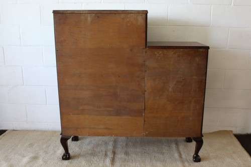 **RS17_Clearance** Beautiful Imbuia ball & claw fall-front display/ drinks cabinet w/ glass door