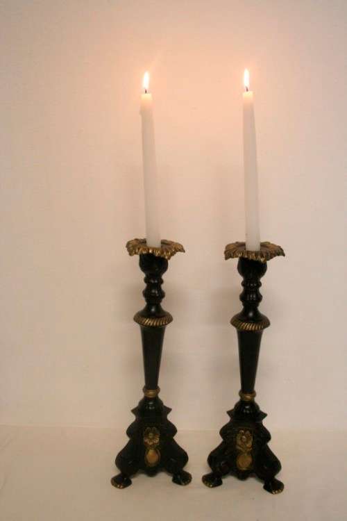A fabulous pair of ornate vintage "Louis XVI" style cast metal candle holders in great condition