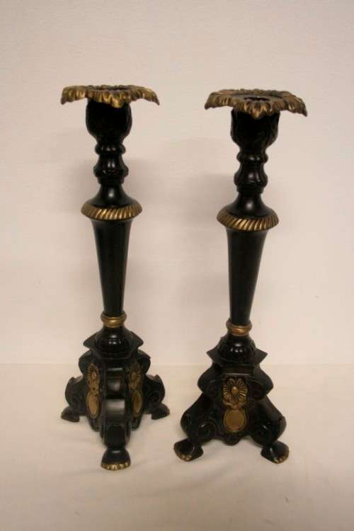 A fabulous pair of ornate vintage "Louis XVI" style cast metal candle holders in great condition