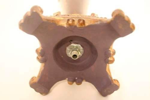 A pair of tall ornate vintage "Baroque" styled moulded resin and glass candle stick holders