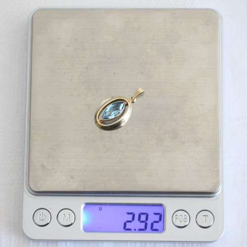 A fantastic mid-century 1950's "K&L" 9ct gold pendant w/ aquamarine center stone, made in Germany
