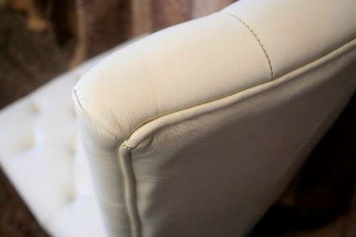 Six stunning white faux leather high-back diningroom chairs, stylish and comfortable. Price/chair