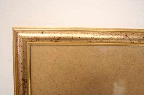 A stunning gold coloured wooden wall mounted photo frame with glass, can hang both ways