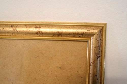 A stunning gold coloured wooden wall mounted photo frame with glass, can hang both ways