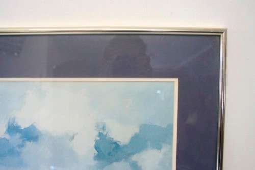**RS17** A beautiful signed "Wessel Marais" print framed behind glass of fisherman with nets.