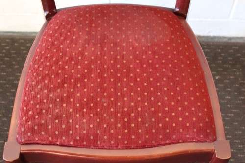 Wonderful vintage Mahogany "cross back" dining chairs with deep red upholstery - price/chair
