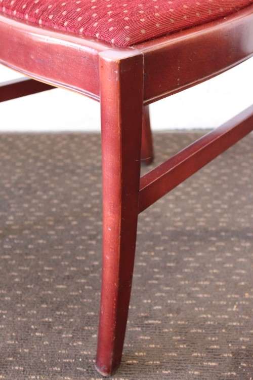 Wonderful vintage Mahogany "cross back" dining chairs with deep red upholstery - price/chair