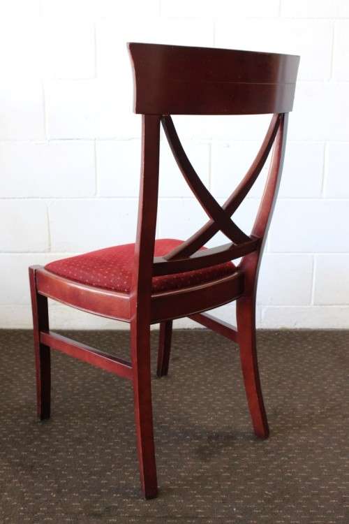 Wonderful vintage Mahogany "cross back" dining chairs with deep red upholstery - price/chair