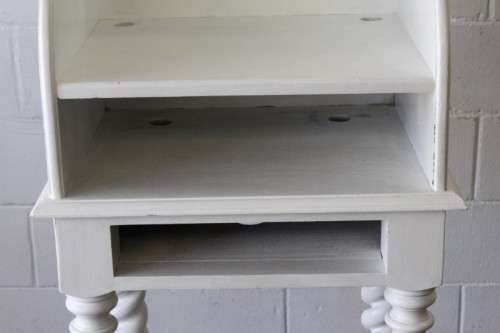 **RS17** An antique Victorian wooden white banqueting podium/ maître d' stand w/ barley twist legs