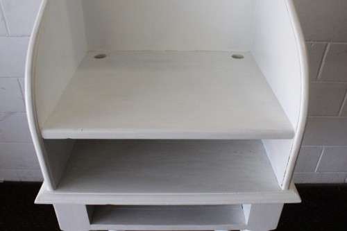 **RS17** An antique Victorian wooden white banqueting podium/ maître d' stand w/ barley twist legs