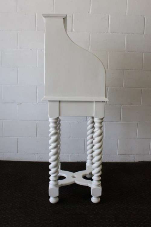 **RS17** An antique Victorian wooden white banqueting podium/ maître d' stand w/ barley twist legs