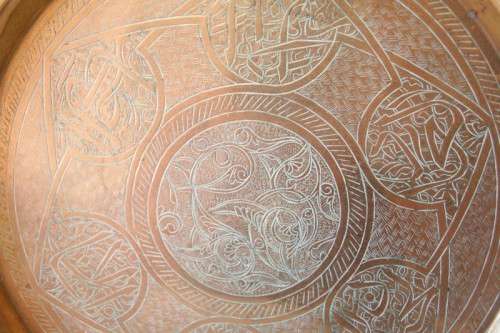A fabulous vintage/ antique? solid brass engraved serving plate - possibly a pass-over plate