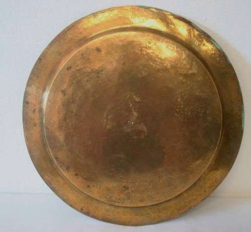 A fabulous vintage/ antique? solid brass engraved serving plate - possibly a pass-over plate