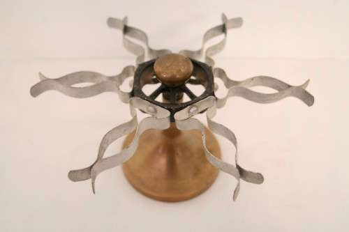 **RS17** A vintage mid century standard metal and brass six rubber stamp holder display carousel
