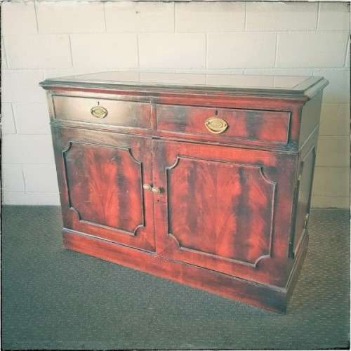 **RS17_Clearance** Rare antique (1839) leather-top cabinet off the British MV Carnarvon Castle ship