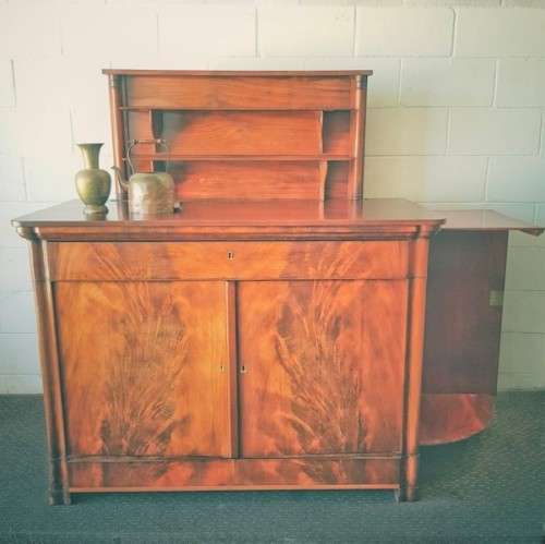 incredible antique walnut Art Deco pop-up drinks cabinet w/ side cupboards & pull-out trays RS17Sale