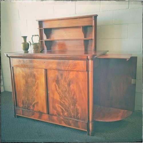 incredible antique walnut Art Deco pop-up drinks cabinet w/ side cupboards & pull-out trays RS17Sale