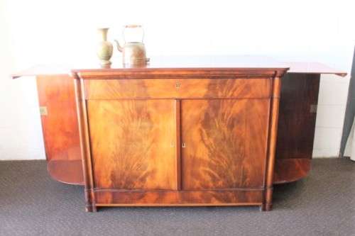 incredible antique walnut Art Deco pop-up drinks cabinet w/ side cupboards & pull-out trays RS17Sale