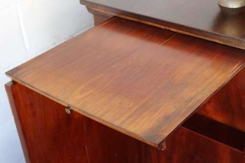 incredible antique walnut Art Deco pop-up drinks cabinet w/ side cupboards & pull-out trays RS17Sale