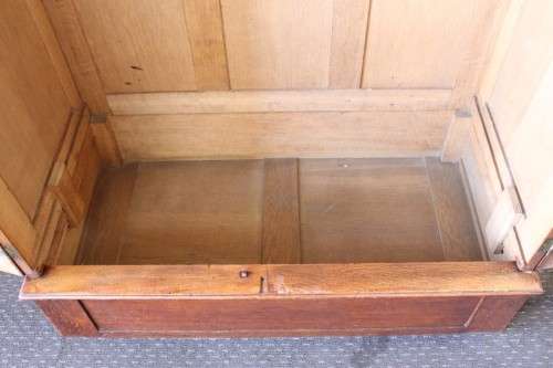 **RS17_Clearance** Antique Edwardian double-door wardrobe w/ hand carvings and brass embellishments