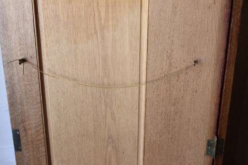 **RS17_Clearance** Antique Edwardian double-door wardrobe w/ hand carvings and brass embellishments