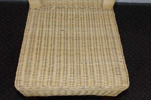 A superb set of six beautifully made hi-back wicker and mahogany dining chairs in great condition