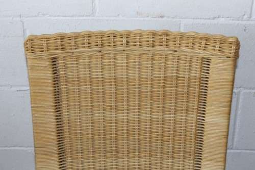 A superb set of six beautifully made hi-back wicker and mahogany dining chairs in great condition