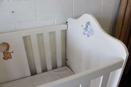 **RS17_Clearance** Awesome white baby's cot with a drop-side and a mattress - perfect for nursery!!