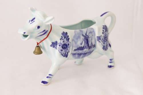 A stunning hand painted blue and white Delft Blauw of Holland porcelain "cow" milk jug/ creamer