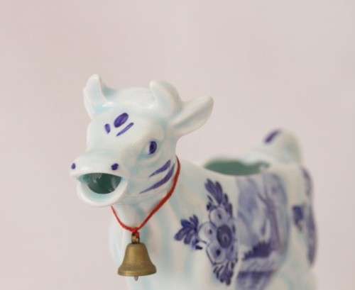 A stunning hand painted blue and white Delft Blauw of Holland porcelain "cow" milk jug/ creamer