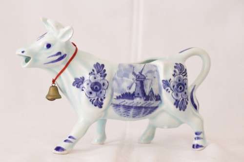 A stunning hand painted blue and white Delft Blauw of Holland porcelain "cow" milk jug/ creamer