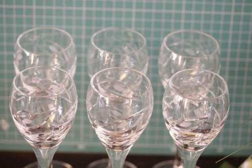 Beautiful boxed set of 6x modern designed Bohemia hand-cut Vitria lead crystal 90ml liqueur glasses