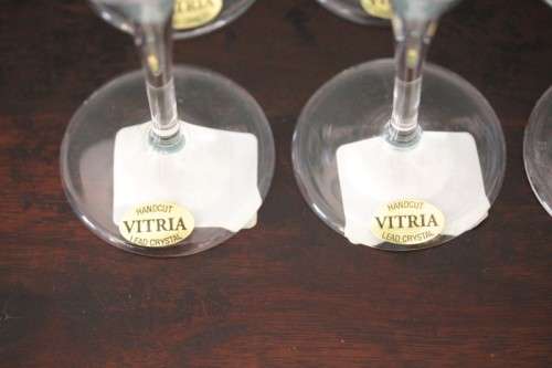 Beautiful boxed set of 6x modern designed Bohemia hand-cut Vitria lead crystal 90ml liqueur glasses