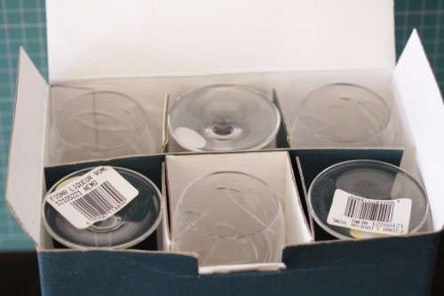 Beautiful boxed set of 6x modern designed Bohemia hand-cut Vitria lead crystal 90ml liqueur glasses