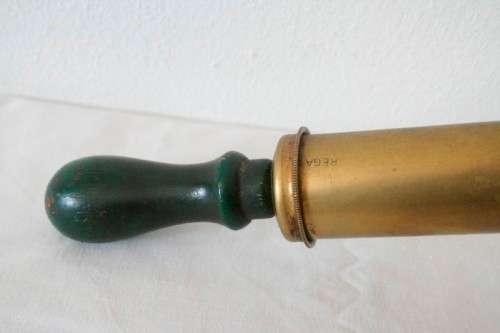 **RS17** An awesome vintage copper and brass Rega plunger style spray can, great on display.