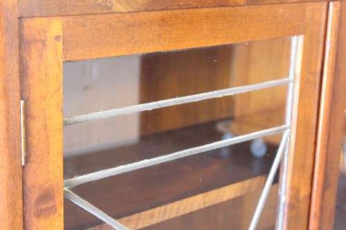 A stunning antique Art Deco 4-shelf lead-glass door front double door book case/ display cabinet