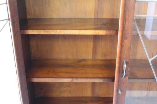 A stunning antique Art Deco 4-shelf lead-glass door front double door book case/ display cabinet