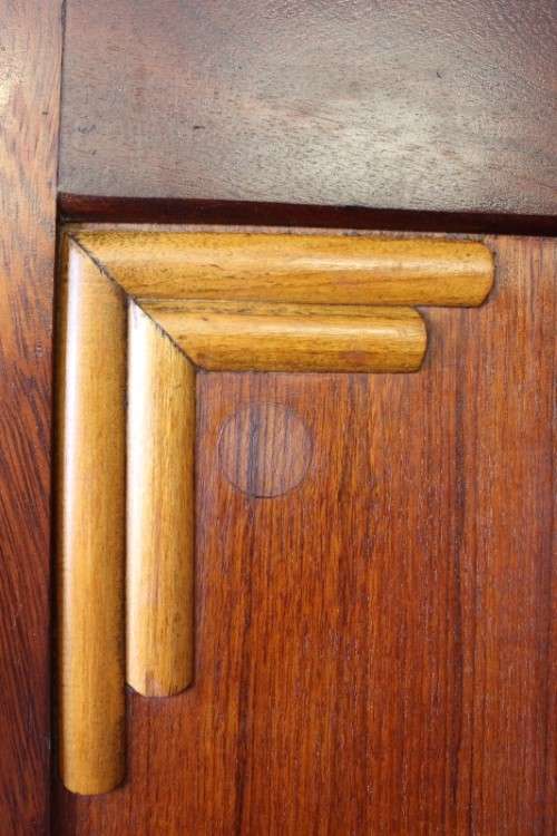 An awesome vintage three-door, two division wardrobe w/ a "full-length" centre mirror & ample space