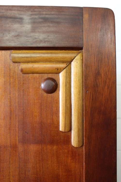 An awesome vintage three-door, two division wardrobe w/ a "full-length" centre mirror & ample space