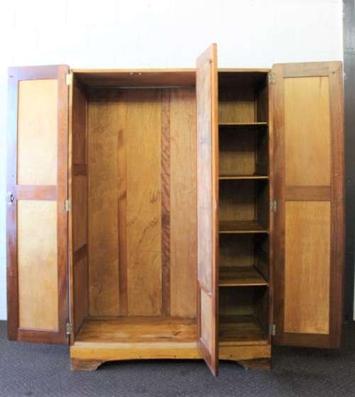 An awesome vintage three-door, two division wardrobe w/ a "full-length" centre mirror & ample space