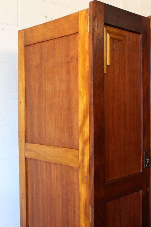 An awesome vintage three-door, two division wardrobe w/ a "full-length" centre mirror & ample space