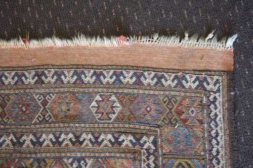 A beautiful long (4 meter) traditional Turkish Qashqai tribal "runner" Persian carpet w/ deer motifs