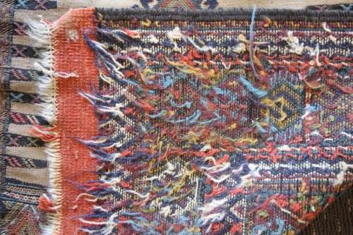 A beautiful long (4 meter) traditional Turkish Qashqai tribal "runner" Persian carpet w/ deer motifs