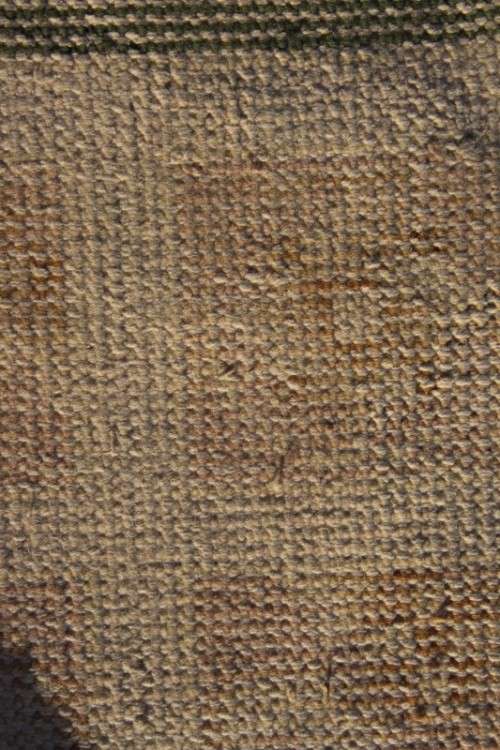 **RS17** A large vintage European made thick pile carpet/ rug in green & cream w/ pink detailing