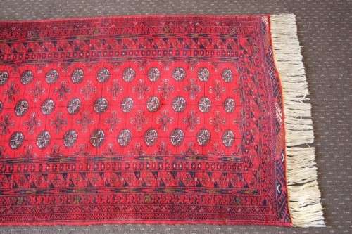 Spectacular long (3m) traditional red Pakistani Bokhara Persian runner carpet in fabulous condition