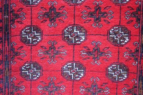 Spectacular long (3m) traditional red Pakistani Bokhara Persian runner carpet in fabulous condition