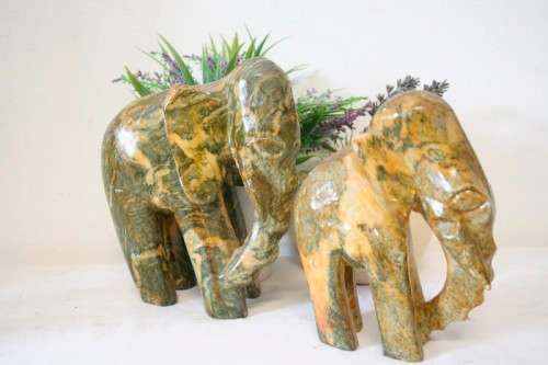 **RS17** Two stunning and beautifully carved stone African elephant. Lovely on display.