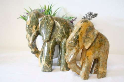 **RS17** Two stunning and beautifully carved stone African elephant. Lovely on display.