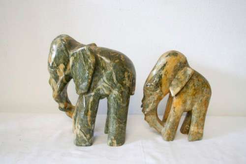 **RS17** Two stunning and beautifully carved stone African elephant. Lovely on display.
