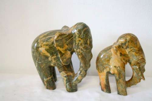 **RS17** Two stunning and beautifully carved stone African elephant. Lovely on display.